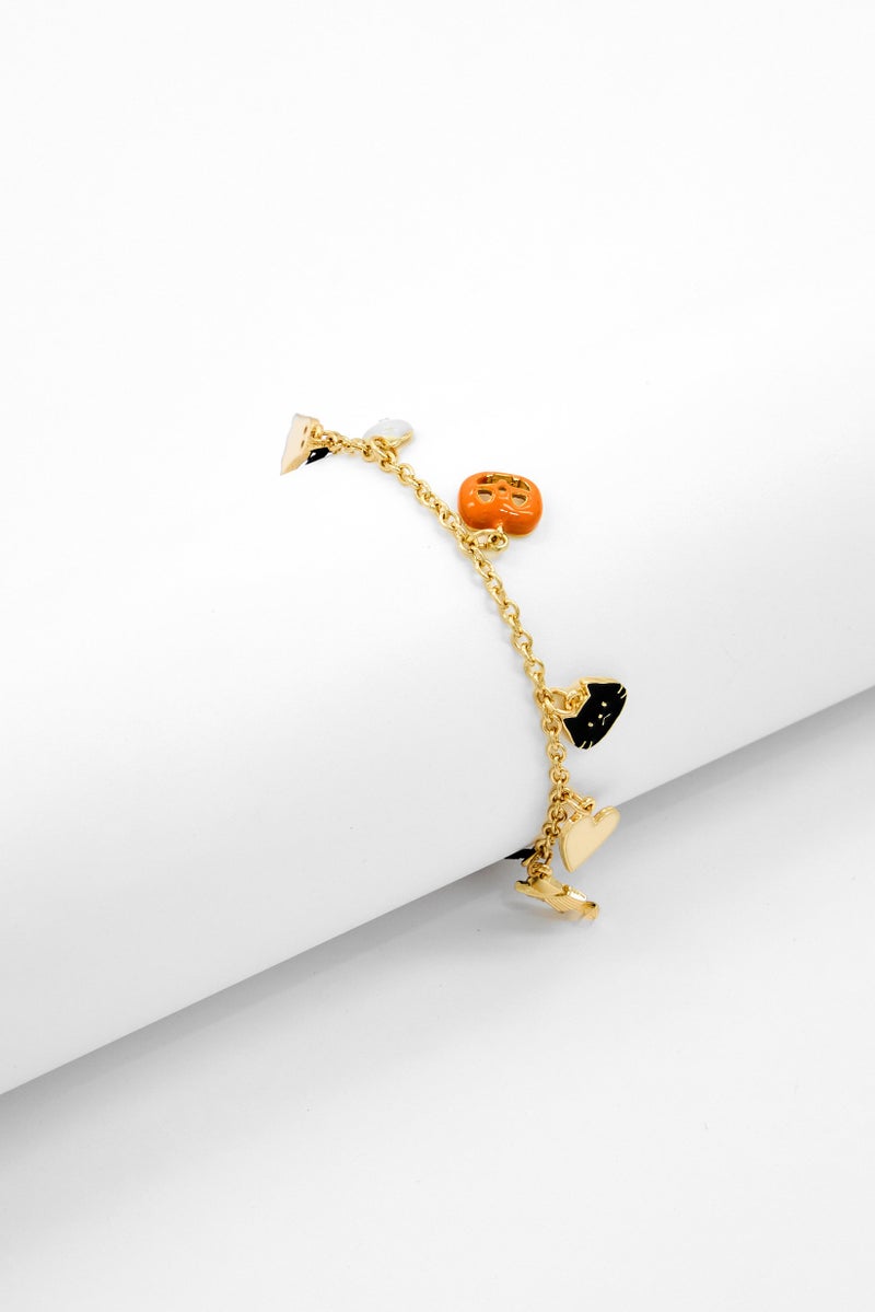 MANGO Women Stainless Steel Halloween Charms Bracelets, Gold - Image 2